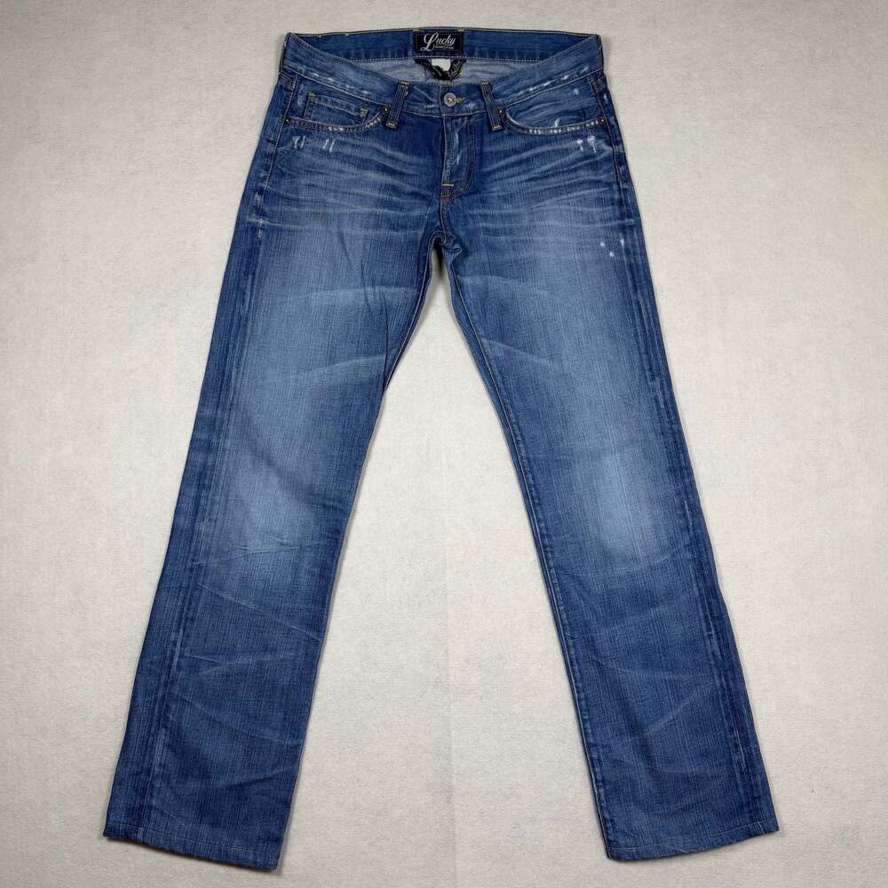 Lucky Brand Jeans Womens 2/26 31x31 Medium Wash Blue Denim Made USA Whiskers